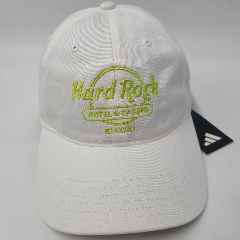 Hard Rock Hat Snapback Adidas White Neon Green Hotel & Casino Biloxi MS Logo Men